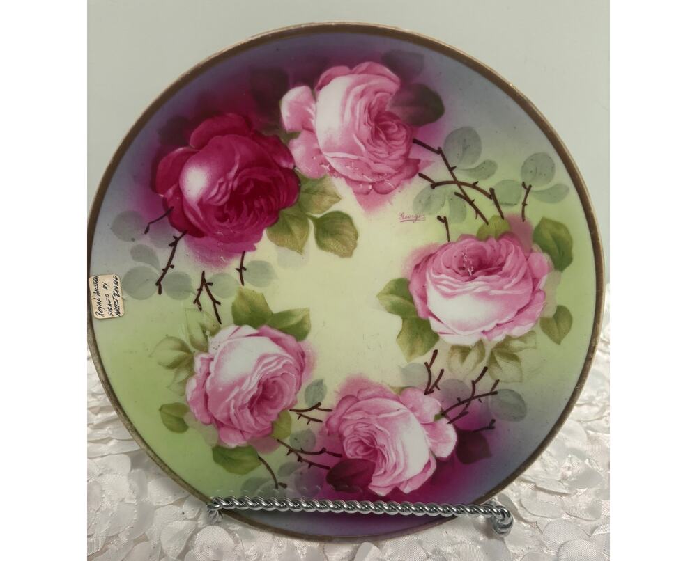 Antique O&EG Royal Austria Hand Painted Rose Plate Signed Georges